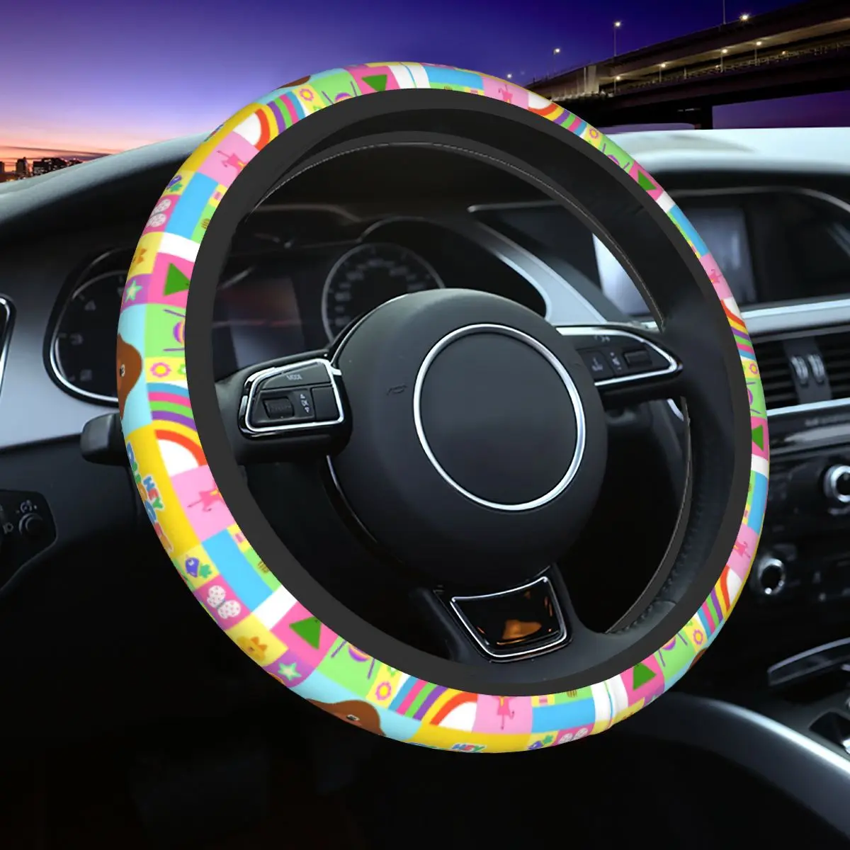 

38cm Steering Wheel Covers Amine H-Hey D-Duggees Universal Car-styling Colorful Auto Accessories