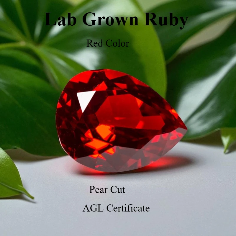 

Lab Grown Ruby Pear Cut Red Color VVS1 Charms For Diy Jewelry Rings Earrings Making With AGL Certificate Pass Diamond Tester