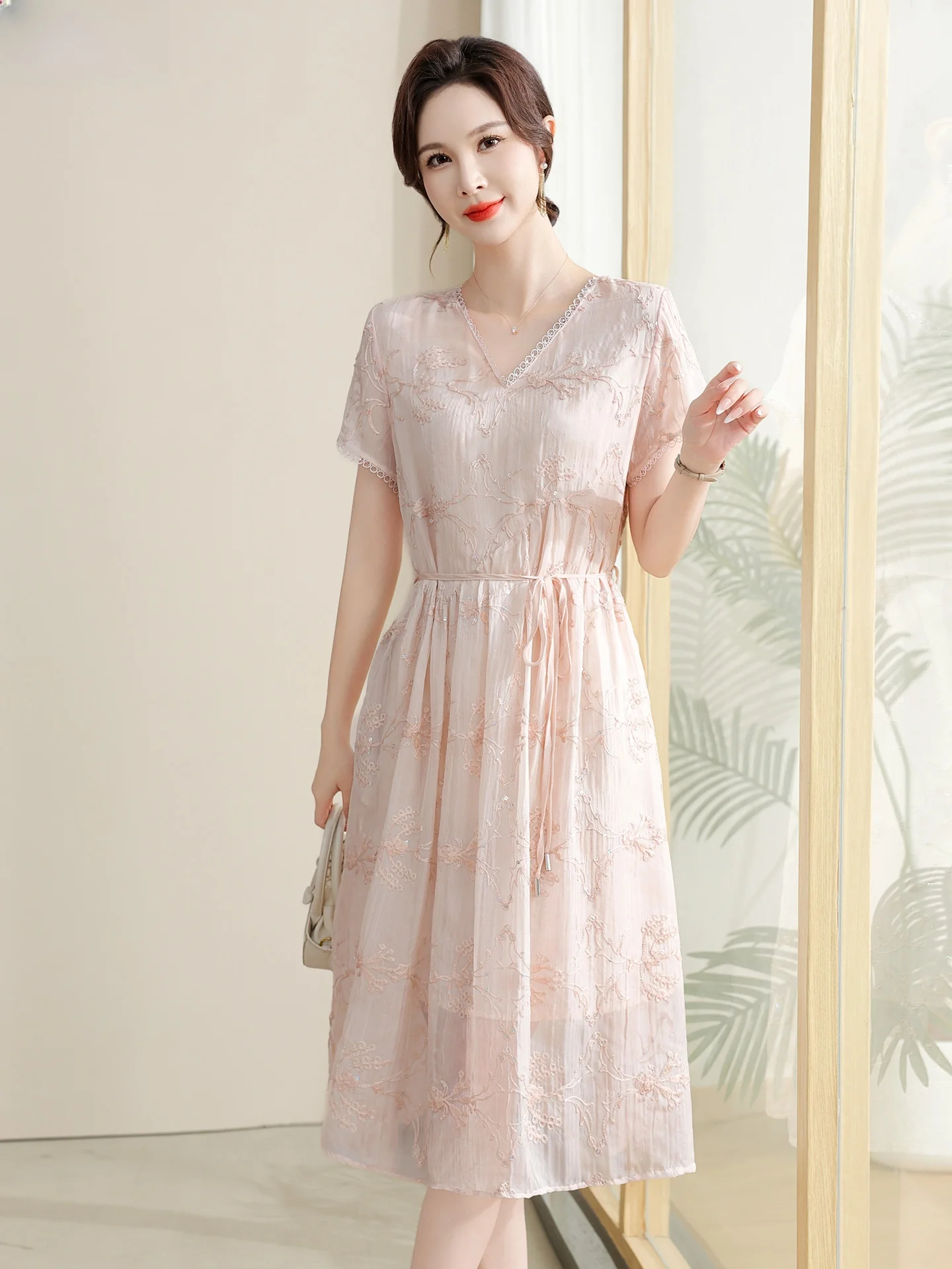 young-mom-summer-faion-ort-sve-floral-print-chiffon-dr-sli-new-model-mid-aged-and-ly-women's-clothing