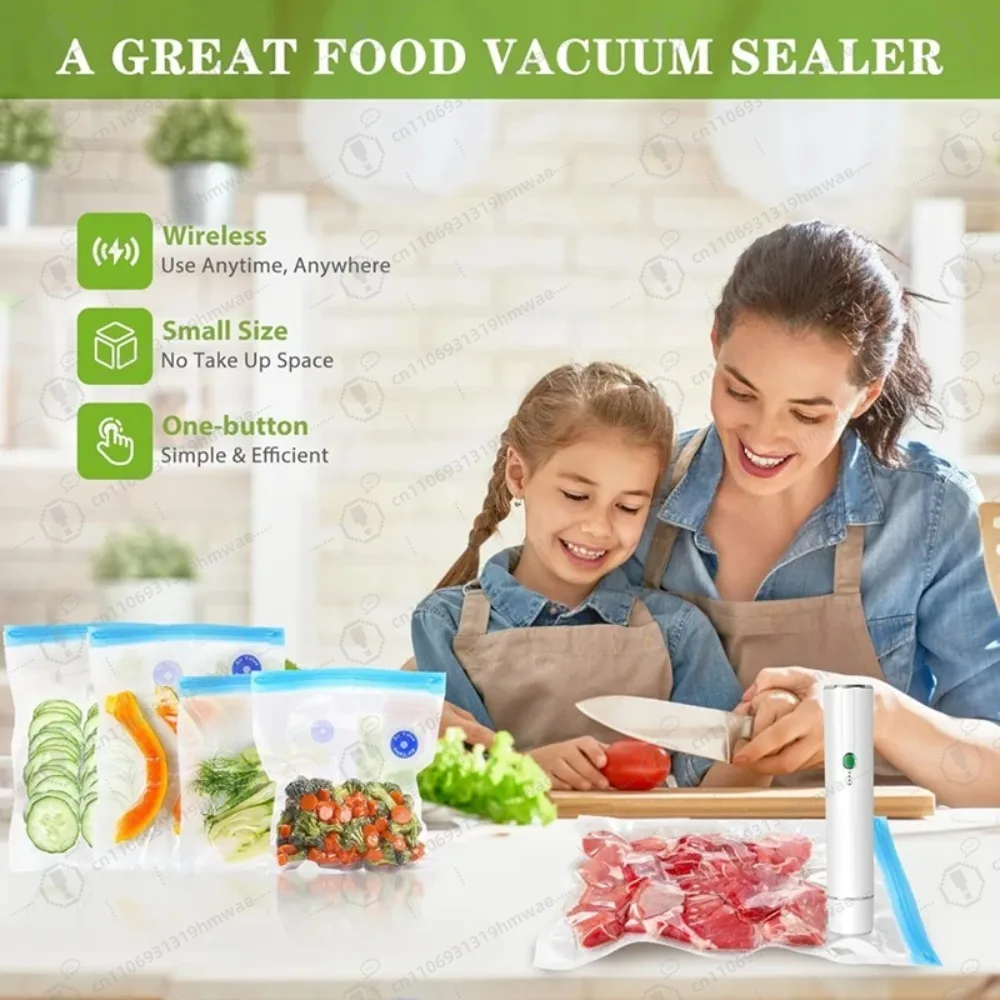 

Cordless Handheld Food Vacuum Sealer with 30 Bags Portable Fresh Food Preservation Machine Black White