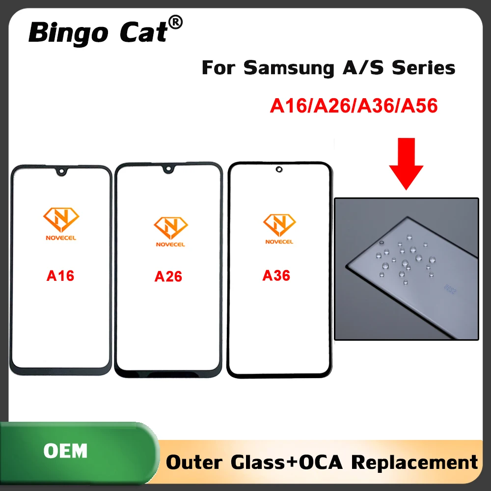 

Novecel 5 шт. переднее стекло экрана + клей OCA для Samsung Galaxy A26 A36 A56 сенсорная панель стеклянная крышка ламинирование запасные части