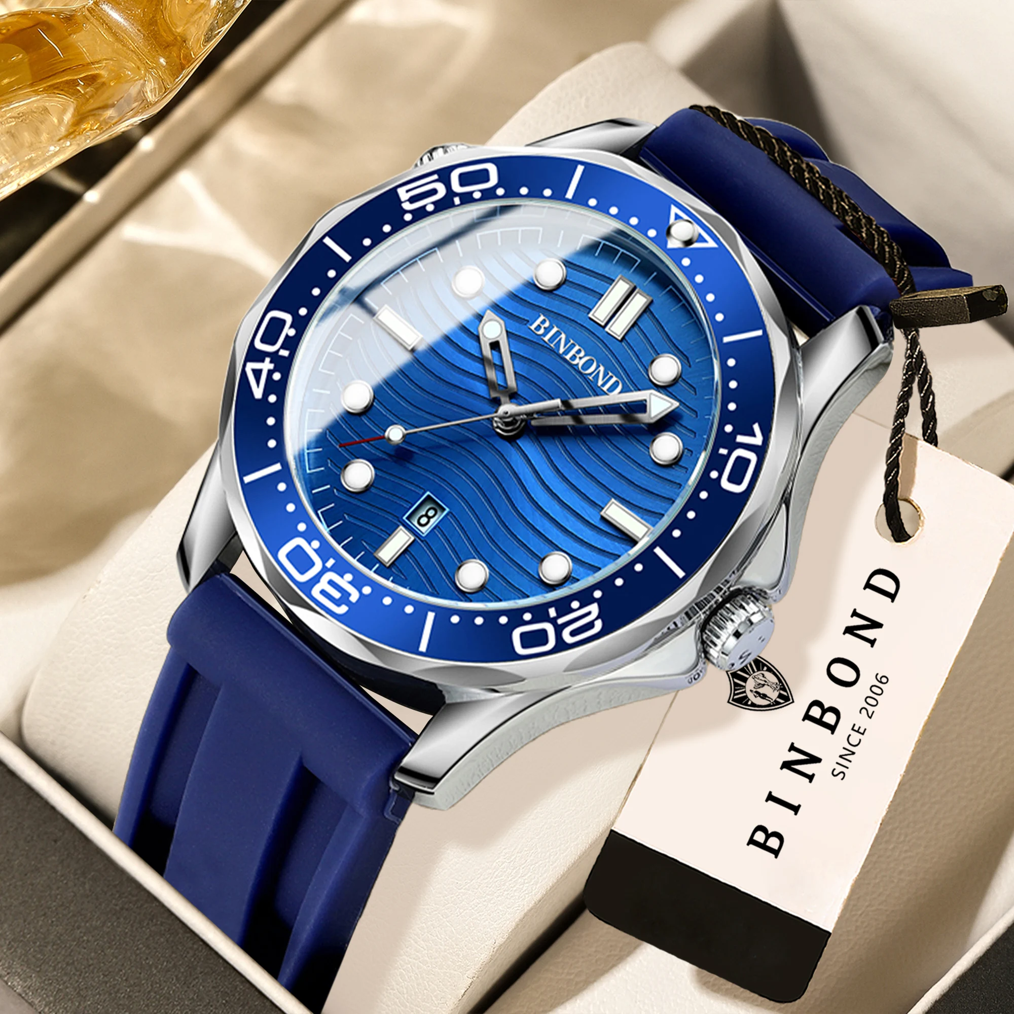 BINBOND Luxury Quartz Watch For Men Luminous Waterproof Corrugation Men's Watches Sports Reloj Hombre Regalos Para Hombres