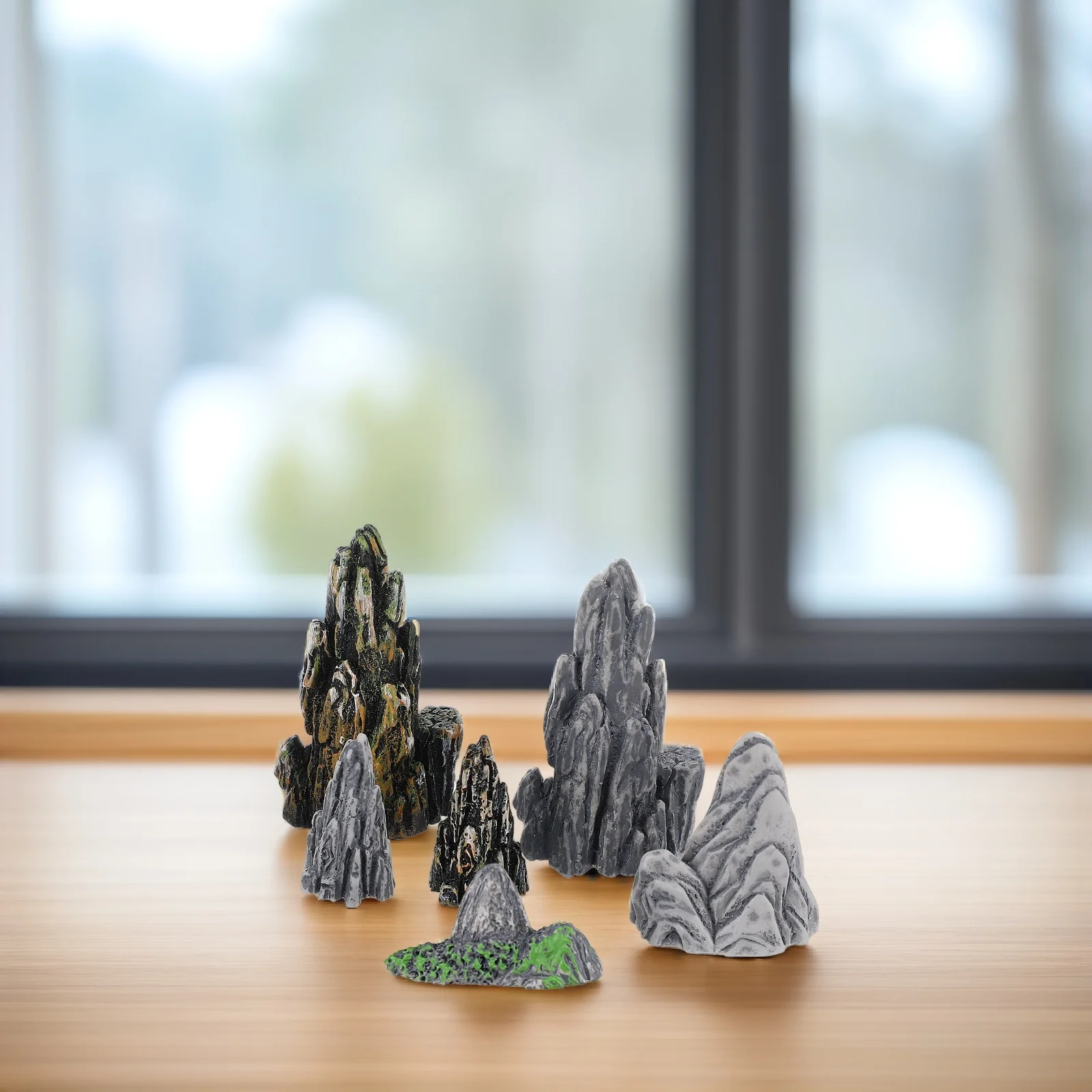 

8 Pcs Home Decor Simulation Fake Mountain Bonsai Mini Resin Rockery Statue Microlandscape Landscaping Decoration Decorative