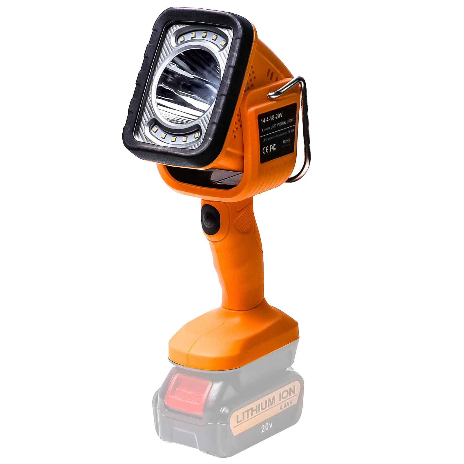 

16.2W 14.4V-18V for Dewalt Work Light Portable Outdoor LED Light Flashlight Dual Light Source Vertical Lamp Li-ion Battery
