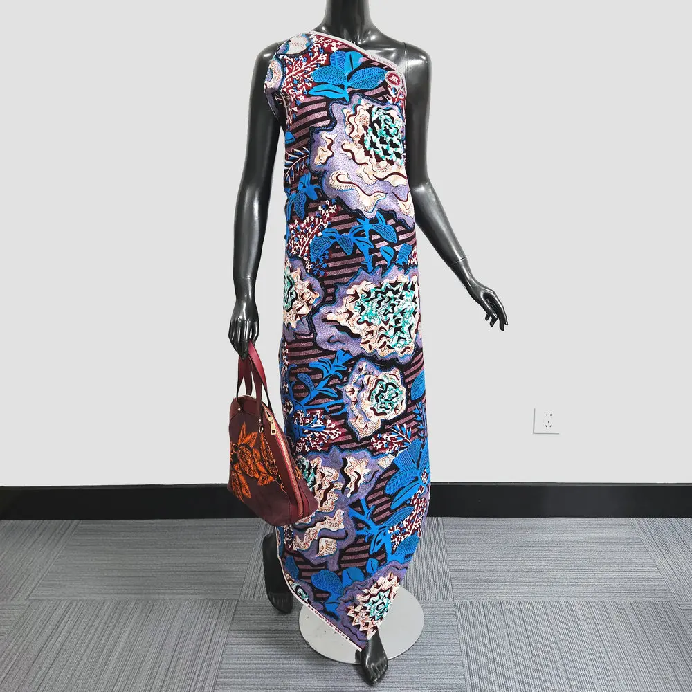 Grand super wax fabric with glitter, original large super Dutch wax cloth, 100% cotton 6 yards per piece view 4