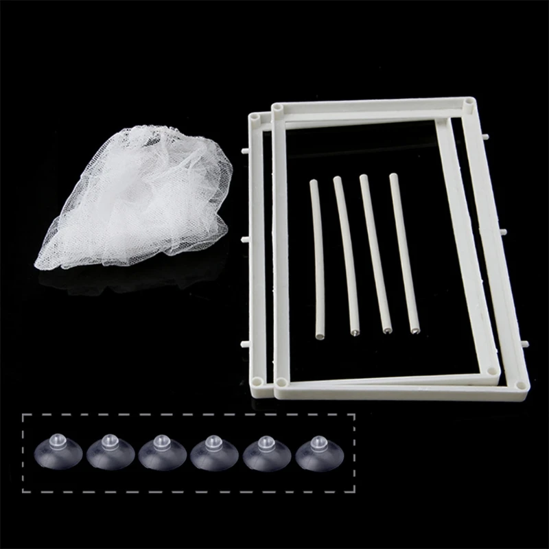 Aquarium Mesh Hatchery Fish Fry Breeder Box Separation Net with Suction Cups