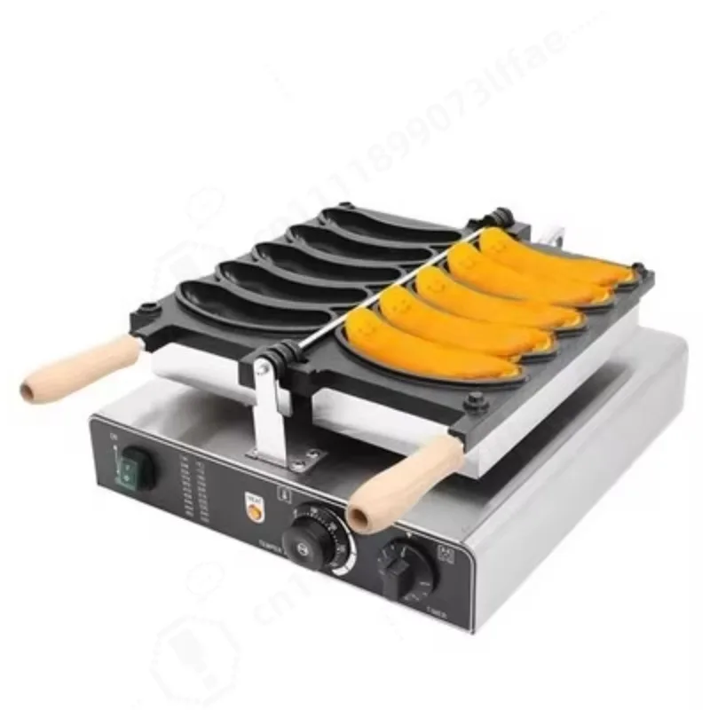 Commercial Gas & Electric Long Banana Shape Waffle Maker, Non-Stick Automatic Waffle Iron for Snack Bar Fast Food Restaurant