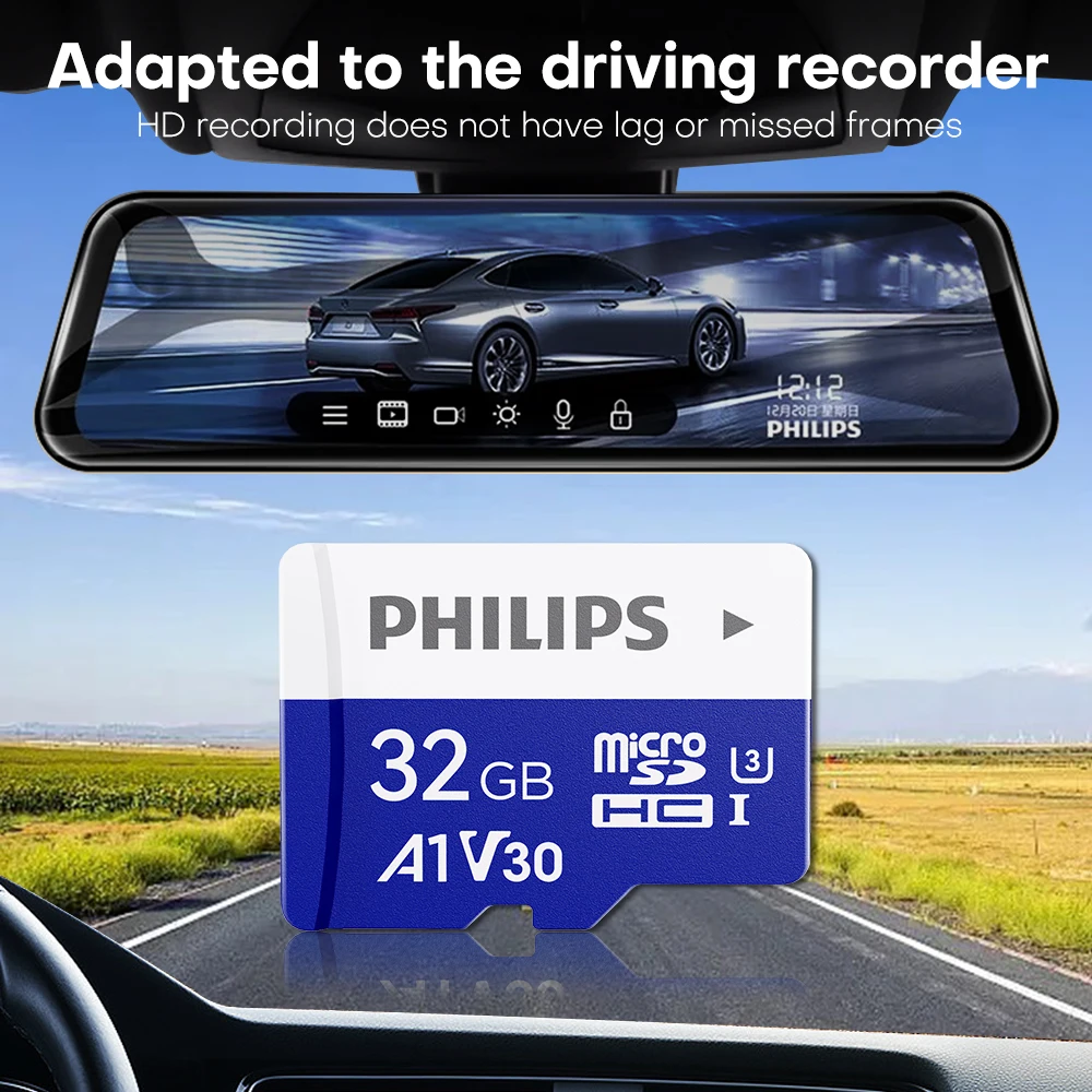 PHILIPS High Quality Memory Card 128GB 64GB Micro SD Cards	100Mb/s High Speed SDXC A1 V30 U3 TF Card For Tachograph Dron Phone
