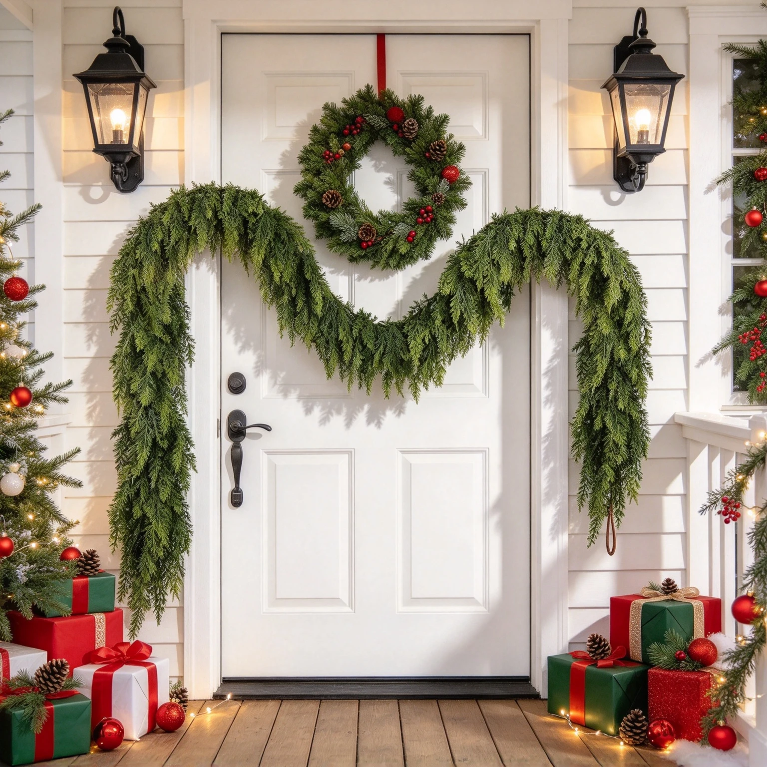 275Cm Artificial Plants Christmas Tree Cypress Leaves Garland Home Room Party Decora Outdoor Pine Rattan Wall Door Yard Ornament view 2