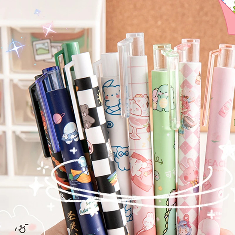 Cute Cartoon Press Retractable Pencil Eraser Correction Supplies Pen Type Eraser Writing School Student Supplies Stationery Stud