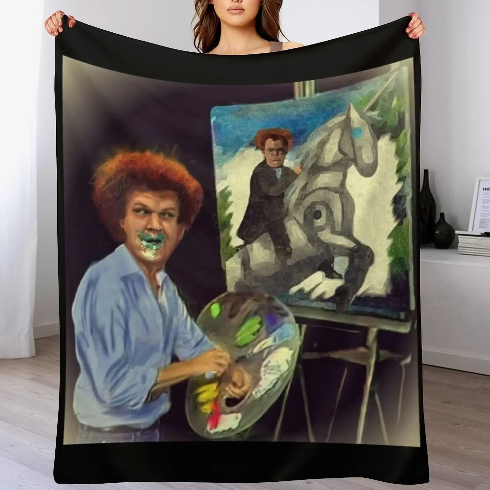 Steve Brule paints Throw Blanket Thin Sleeping Bag Plaid on the sofa Soft Beds Blankets