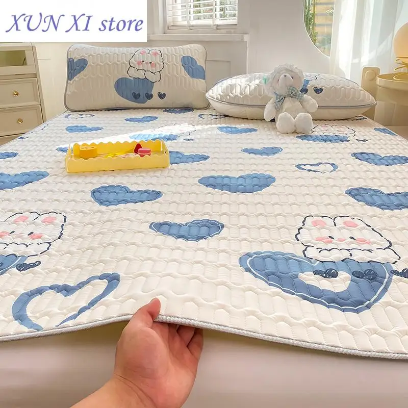 New Natural Latex Cooling Mat for Summer Thicken Cool Feeling Mattress Pad Soft Air-Permeable Cold Summer Mat for Bed Sheet Set