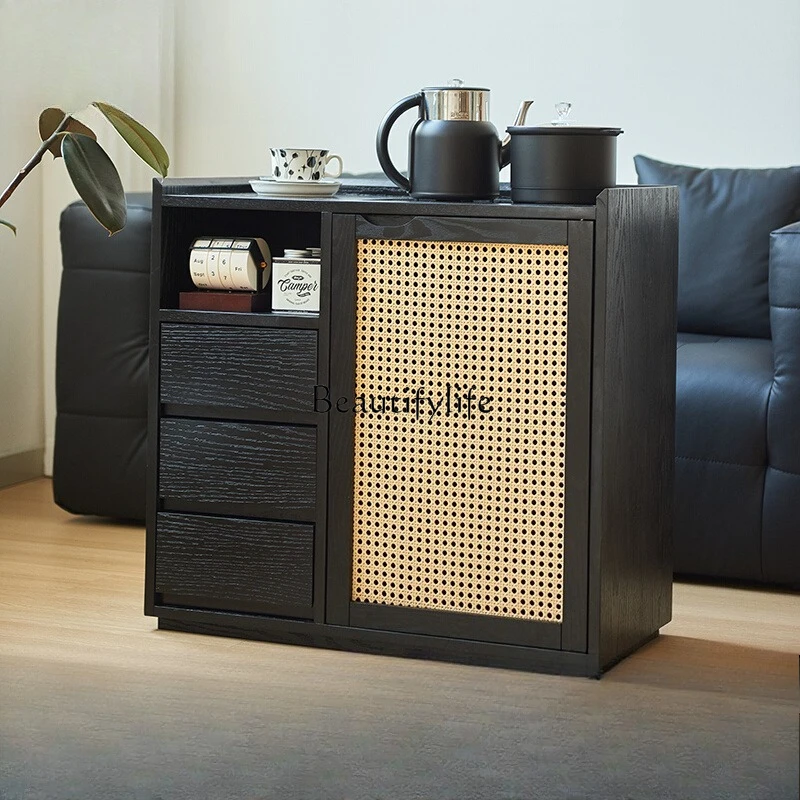 

*Solid wood tea cabinet integrated against the wall tea table locker household