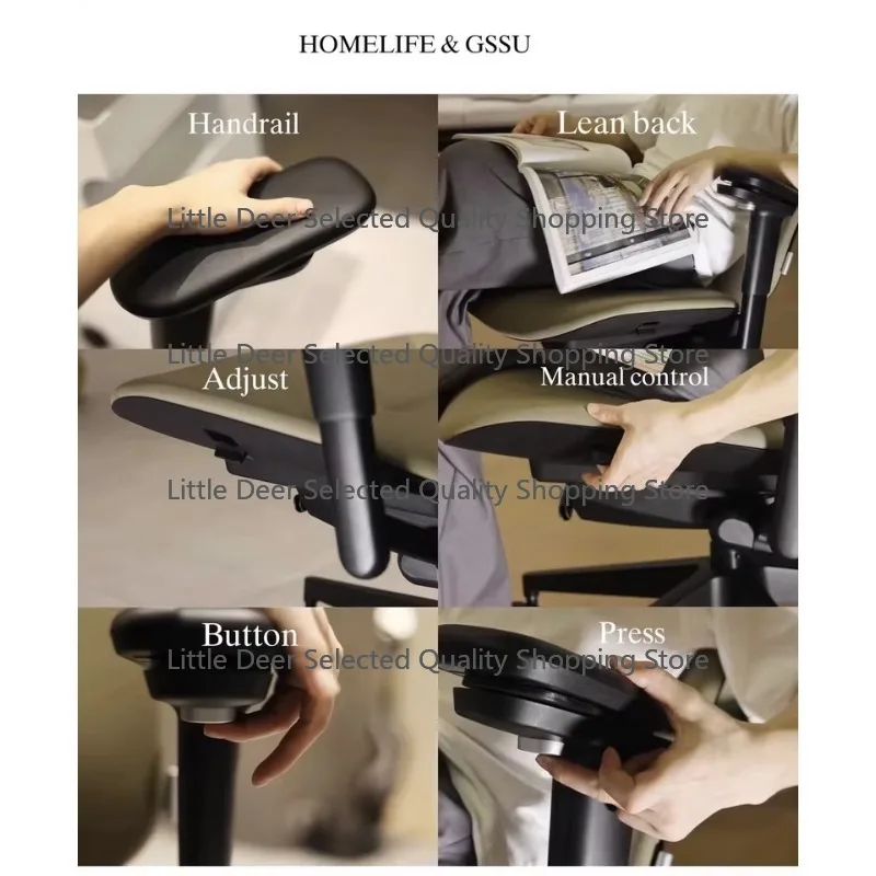 Premium Light-Leer Ergonomic High-Back Leather Office Chair Adjustable Lumbar Support Modern Cowhide Design for Gaming Student