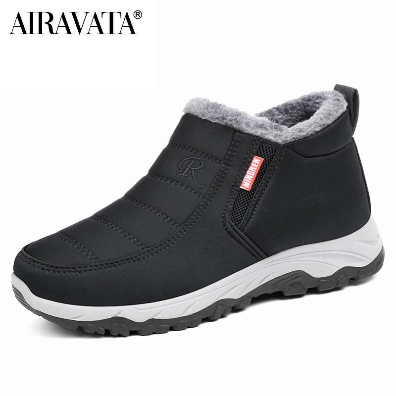 

Men Women Fleece Lined Snow Boots Winter Warm Waterproof Slip On Ankle Boots Thermal Outdoor Short Boots