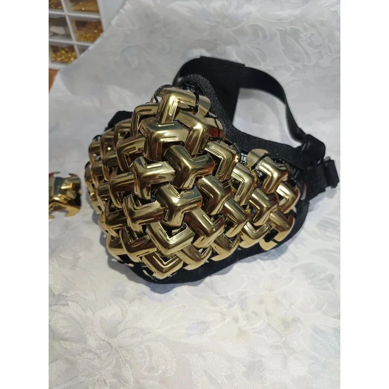 Masker Pesta Cosplay Punk Pelindung Taktis Setengah Wajah Armor Logam untuk Pria Wanita kl'64.