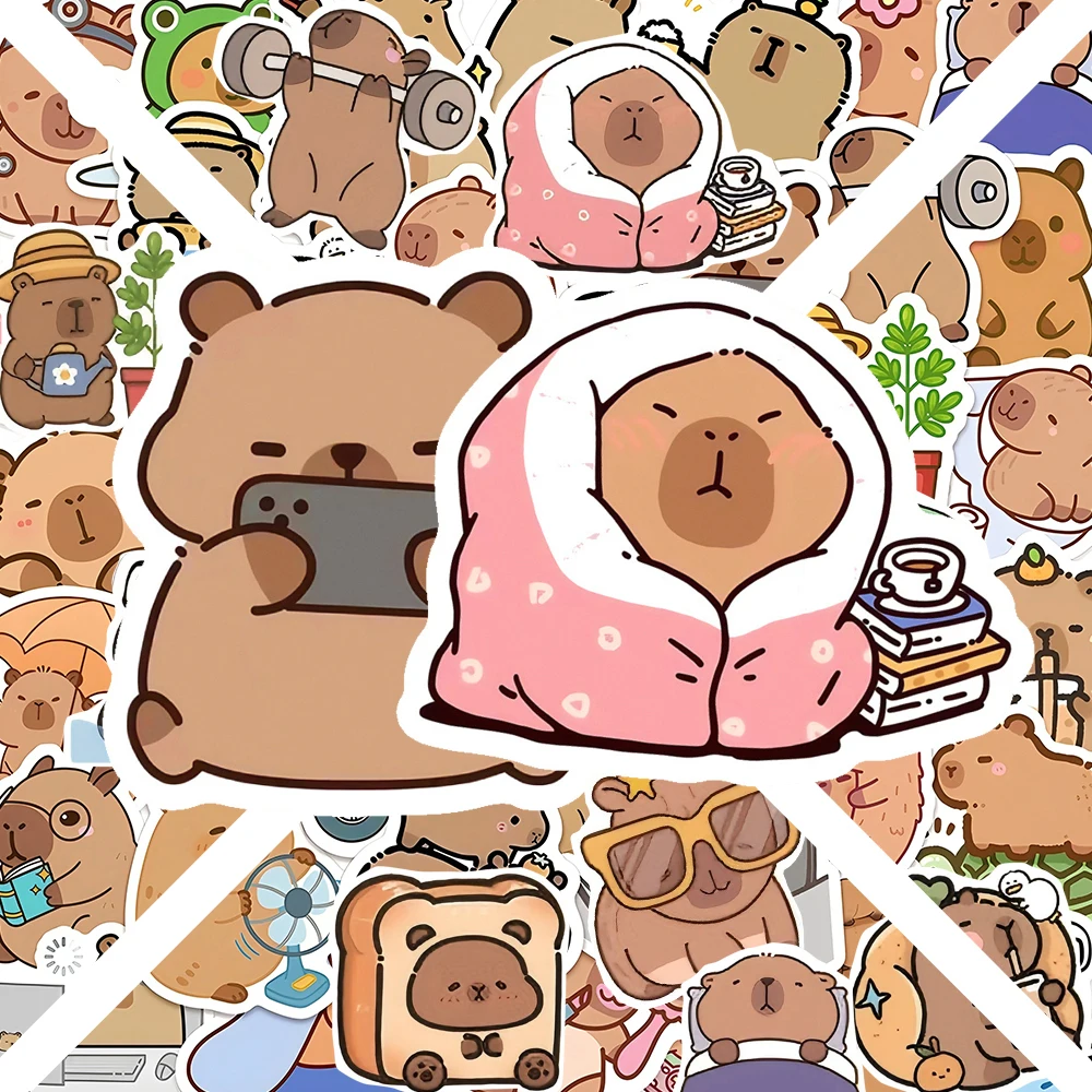 

10/30/50pcs Funny Cartoon Animal Capybara Stickers Waterproof Graffiti Stationery Guitar Laptop Cute Waterproof Sticker for Kids