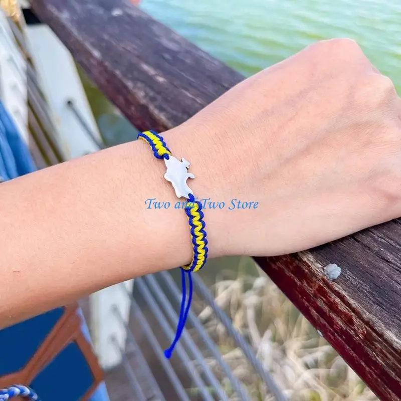 HX6F Ukraine Bracelet for Women Men Handmade Woven String Jewelry Couple Bangle Ukraine Braided Bracelets for Men