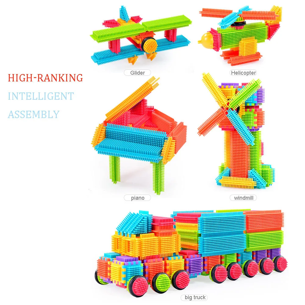 Kids Toys Educational 150pcs Bristle Shape 3D Building Blocks Tiles Construction Playboards Toys Perfect Gift