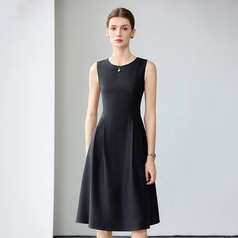 NAVIU – robe débardeur sans manches pour femmes, tenue de bureau coréenne formelle, ligne a, robe de travail d'été pour dames, abricot noir Orange