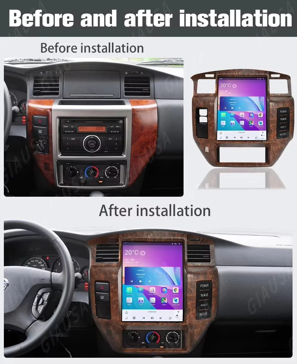 12.1'' Multimedia Android Auto Stereo For Nissan Patrol V5 Y61 2004-2021 Wireless Carplay Bluetooth DSP GPS Radio Vertical