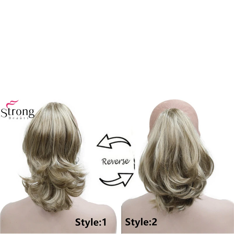 StrongBeauty-Extensión de cabello sintético rubio con pinza de mandíbula/garra, 12 \