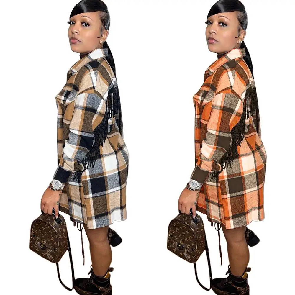 

Women's Sli Plaid irt Jaet Casual Lapel Button down Other Material 00% Other Pattern Other