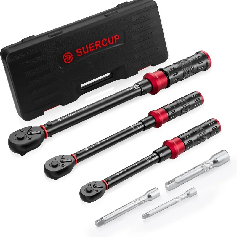 1/4 3/8 1/2-inch Drive Torque Wrench - 3Pcs Torque Wrench Set 20-240in.lb, 5-45ft.lb, 10-170ft.lb