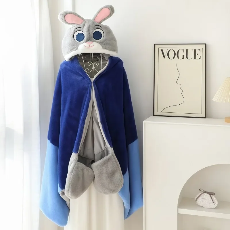 Disney dos desenhos animados zootopia judy hopps oficial coelho mascote com capuz capa cobertor raposa nick estudante manto engrossado quente nap xale presente