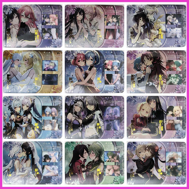 

Anime Goddess Story Rare Open Window Film Refractive Flash Cards Barbara Hu Tao Toys for boys Collectible Cards Birthday Gifts