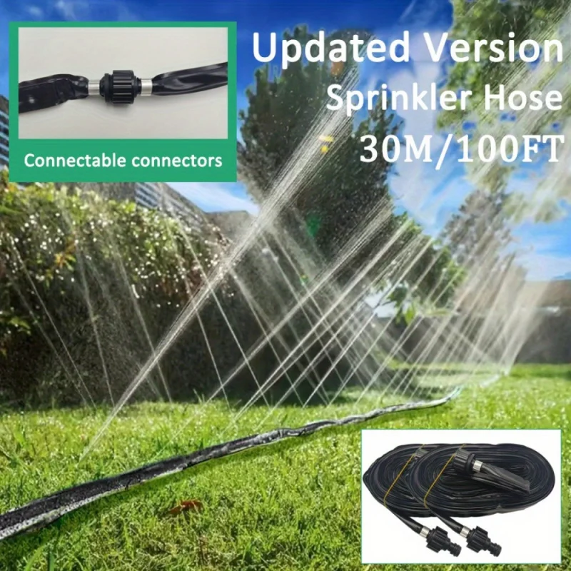 100 Feet Vinyl Garden Immersion Hose，with Connectable Connector - Double Thread European and American Compatibility，Lawn Sprinkl