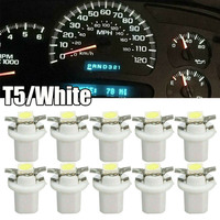 10 Pcs T5 B8.5D 5050 SMD White Light Car LED Dashboard Dash Lamp Super Brightness White Light 12V Instrument Light Bulb