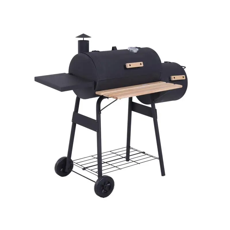 

48-дюймовый портативный угольный гриль-барбекю и офсетная коптильня с колесами для использования на заднем дворе