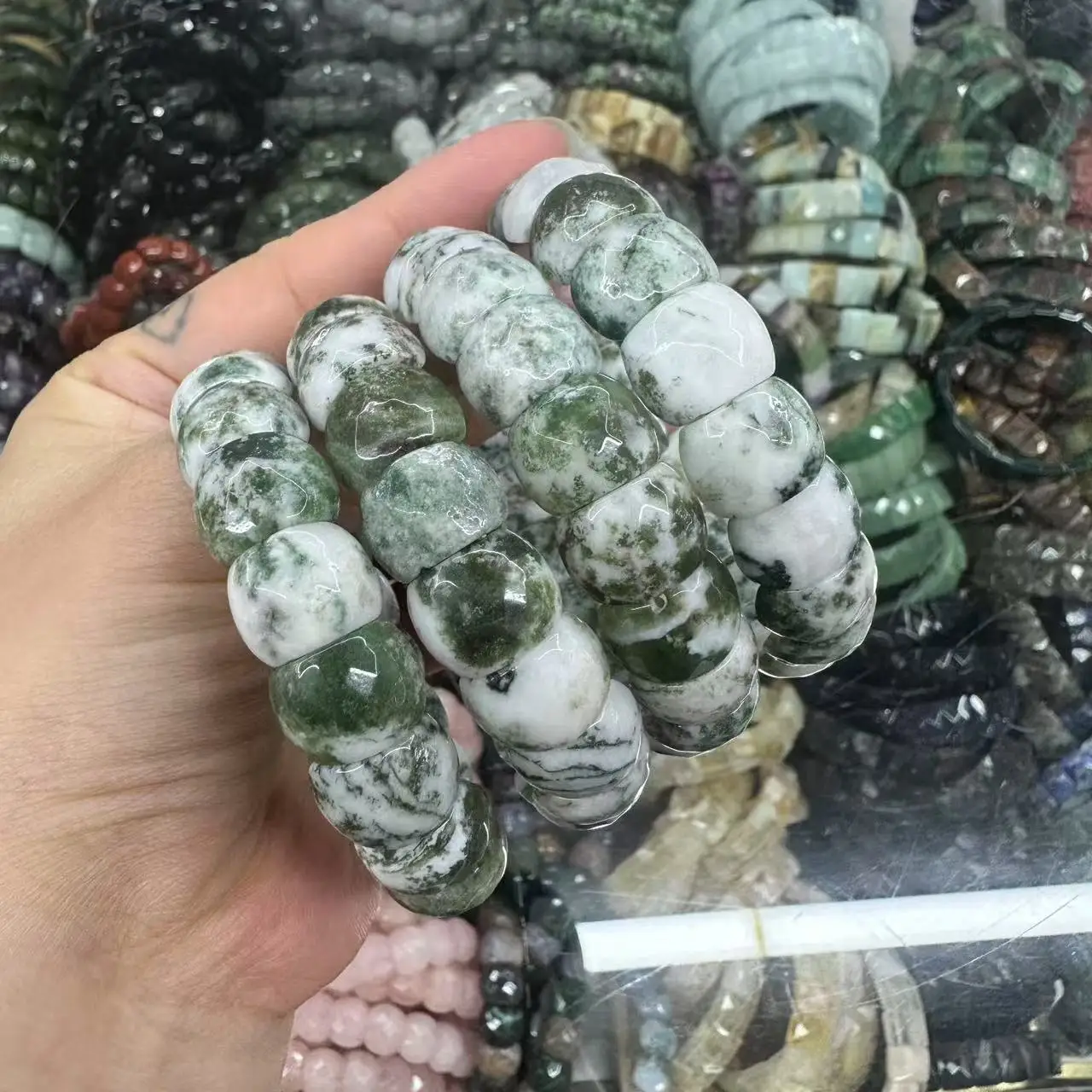 

Natural Tree Agate Stone Beads Bracelet About10*13mm Jewelry Energy Magnetic Fashion Crystal Accessory for Women Men Party Gift