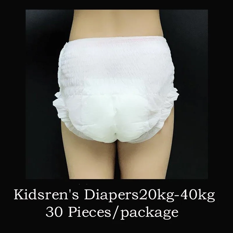 30 Pieces/Package Kidsren's Diapers Disposable Pull-Up Pants Panty-Style Diapers Bedwetting Incontinence 20Kg-40Kg Menstrual Per