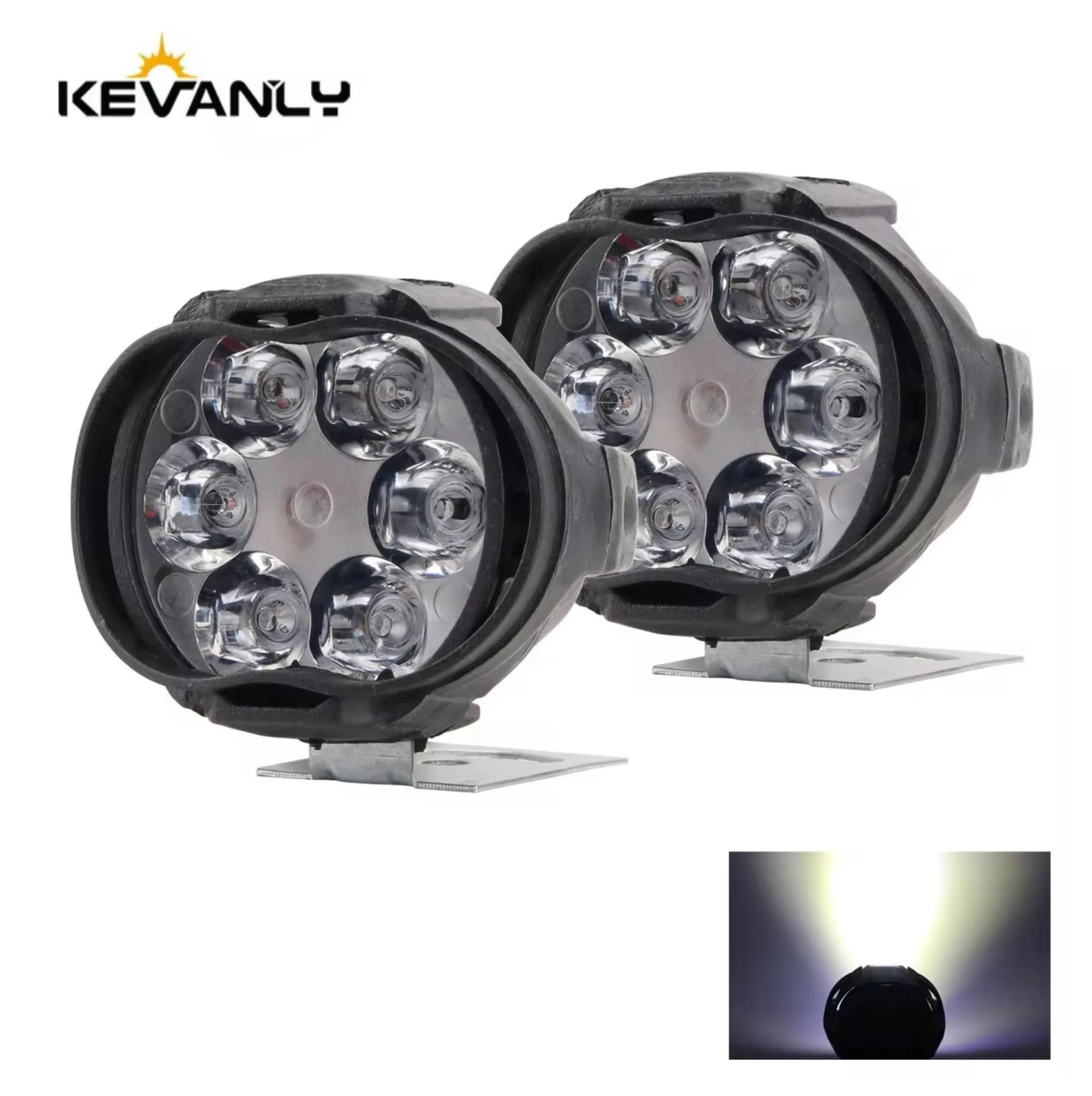 2PCS Work Lights 6 LED Motorcycle Headlight Spot Light Waterproof Super Bright Auxiliary Scooters Universal 12v Led Bar