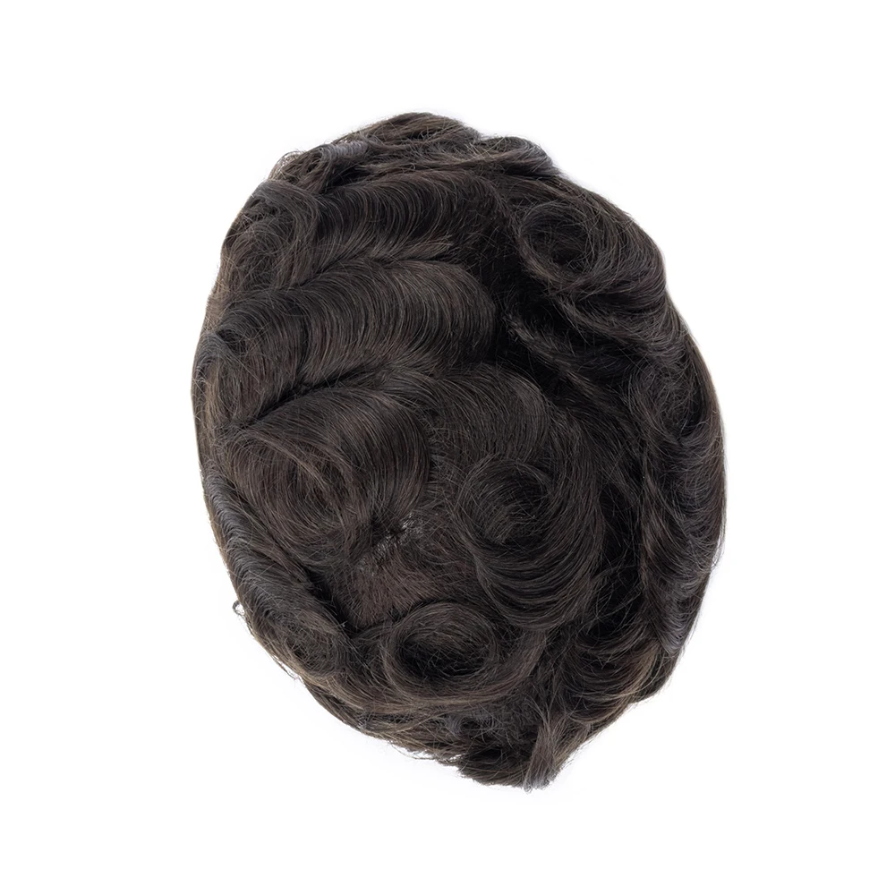 Human Hair Toupee Comfortable Swiss Lace With Pu Australia Toupee For Men Middle Lace With Around PU Wig Male Natural Edge Hair
