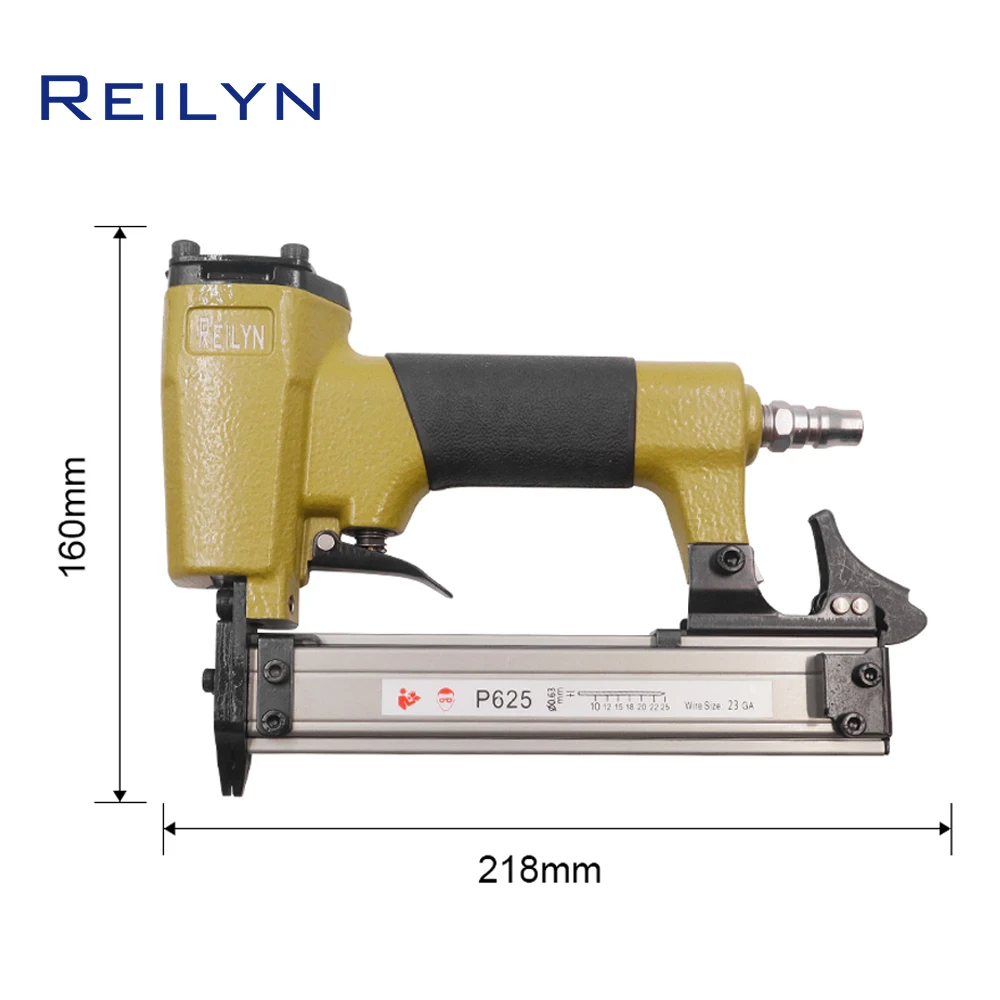 Reilyn P625 Air Brad Stapler 23Ga Small Pneumatic Pin Nailer 10-25mm Finishing nail gun for Fixing Cork Furniture Frame Floor