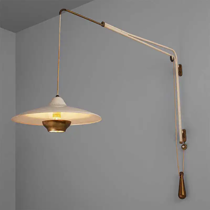 

Designer Minimalist Bedroom Creative Wall Mounted Open Line Long Pole Wall Lamp Rocker Arm