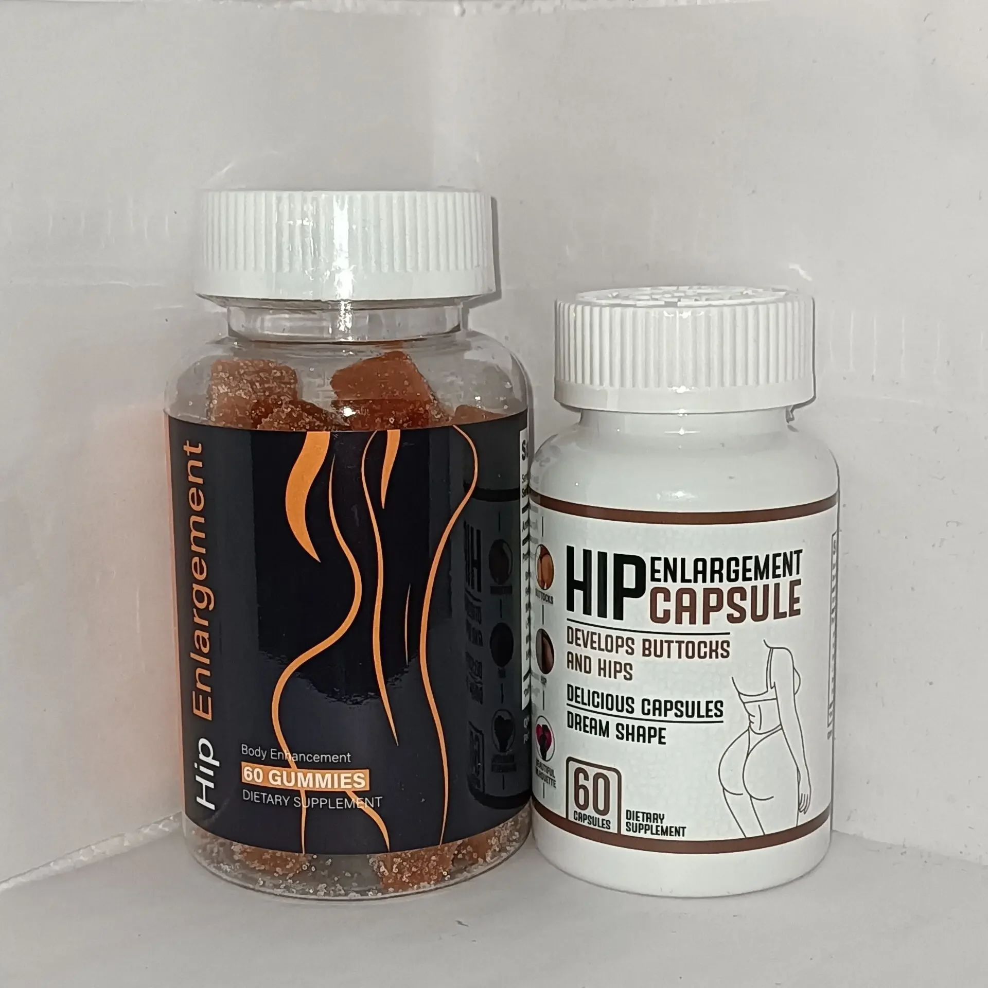 2 bottles of Hip Buttock Enhancement Soft Candy+Hip Enlargement Capsules improve hip line and increase immunity health food