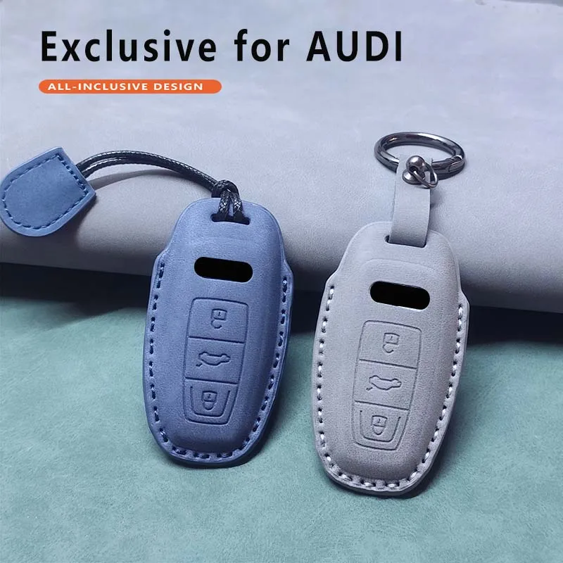 

Car Remote Key Case Cover For Audi A4 B8 B9 A5 A6 C7 A7 A8 Q3 Q5 Q7 Q8 C8 RS3 S4 S5 S7 TT D5 E-Tron Leather Keychain Keyless