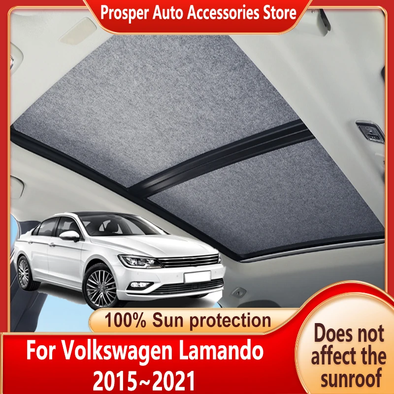 Car Panoramic Sunroof Insulation Roof Visor For Volkswagen Lamando 2015~2021 Protection Adsorption Sky Curtain Sunshade Anti-UV