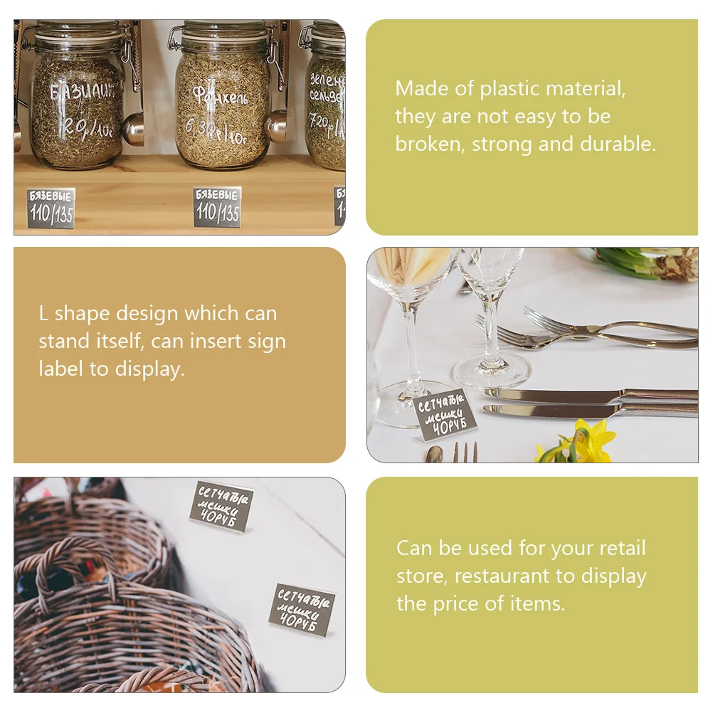 20 Buah Rak Label Rak Display Transparan Bentuk L L Label Harga Tampilan Berdiri Rak Label Tempat Rak untuk Toko Restoran