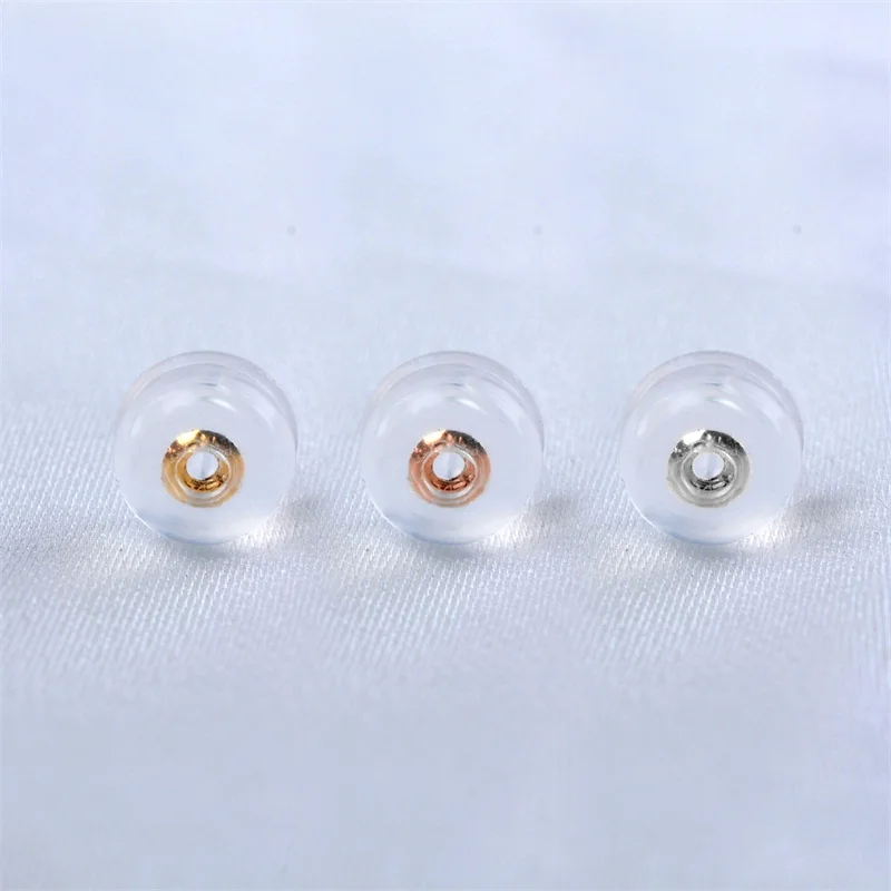 

ZHIXI Jewelry DIY18k Gold Stud Earring Plug Au750 Silicone Non-slip Earplug Earring Buckle Accessory 0001