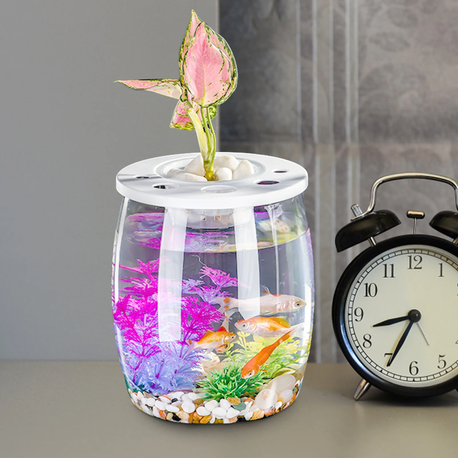 

Desktop Fish Tank For Home Office Clear Plastic Aquarium For Goldfish Turtle Breeding, Small Portable Fish Bowl, Lightweight