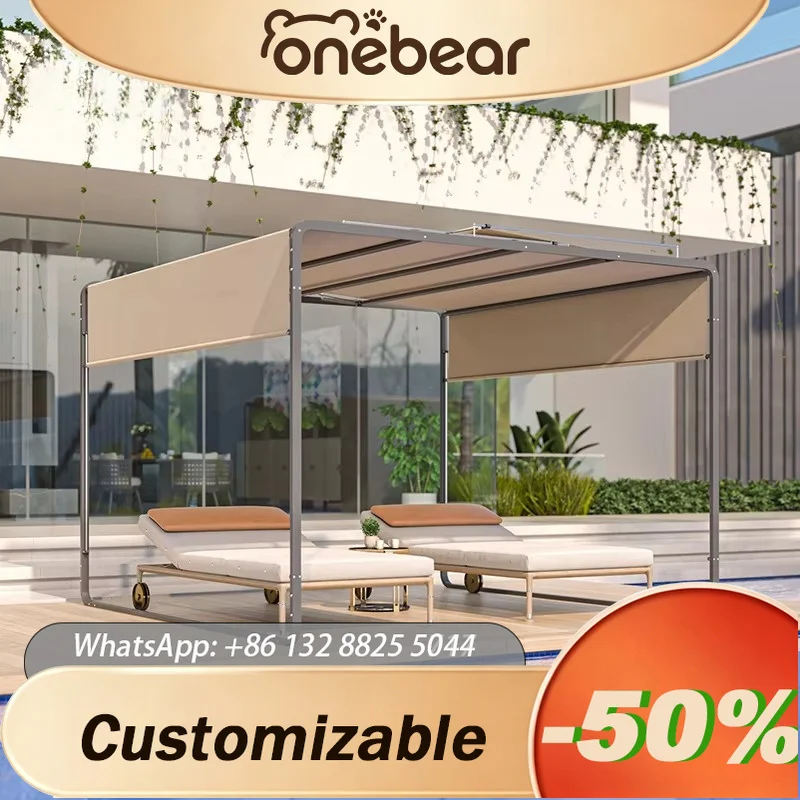 Any Size Custom Small Modern Manual Operation Aluminum Frame Gazebo With Weatherproof Polyester Fabric Sun Shade Canopy