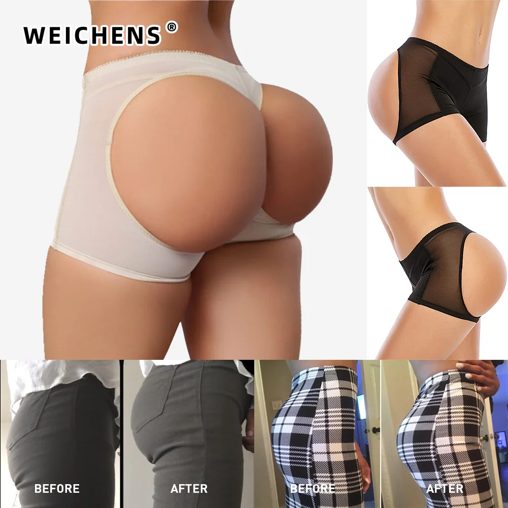 

WEICHENS Women Leaking Buttocks Butt Lifter Shapewear Panties Body Shaper Fake Ass Push Up Briefs Underwear Tummy Control Shorts