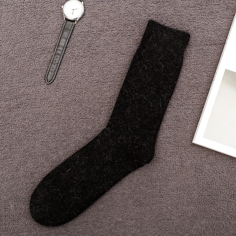 Winter Socks Men Solid Color Wool Socks Japanese Men's High Socks