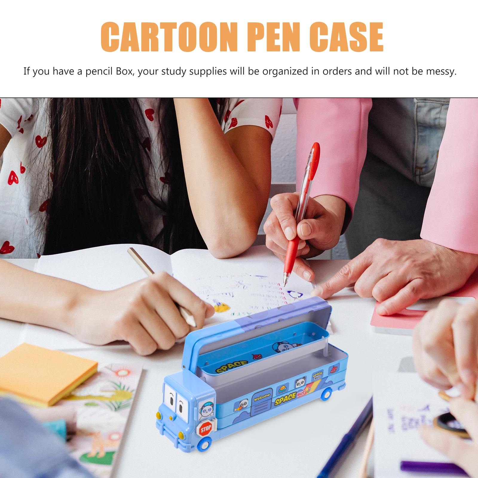 

Multifunctional Stationery Box Pencil Case Blue School Large Capacity for Pens Coins Pencils Rulers Glue Portable