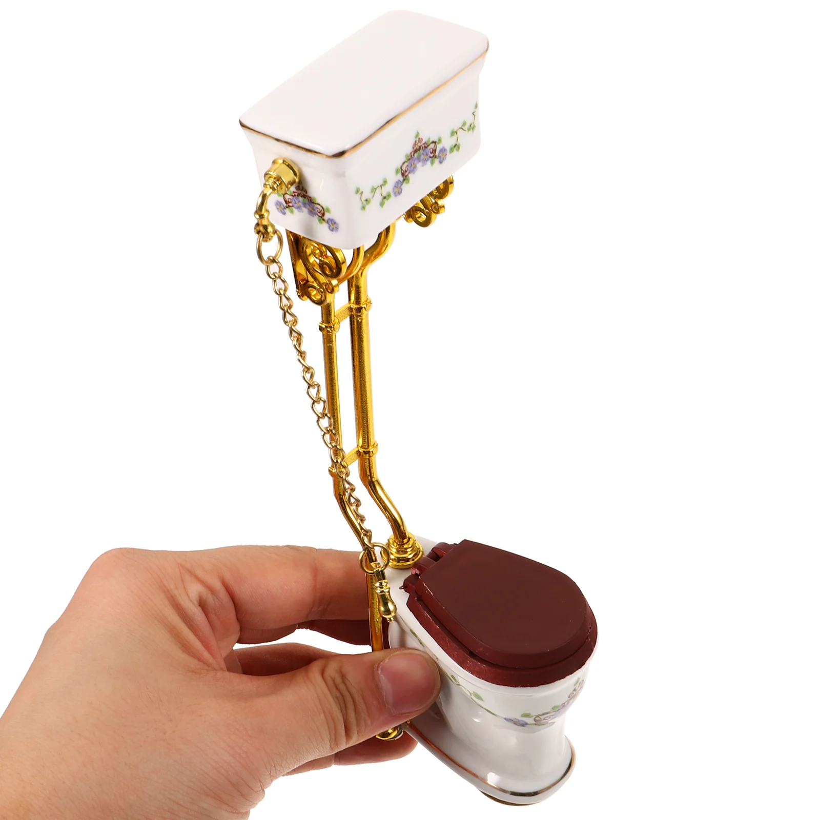 

Realistic Mini Toilet Ceramic Made Tiny Bathroom Fixture for Dollhouse Decor Ideal Pretend Playtime for Teens Collection